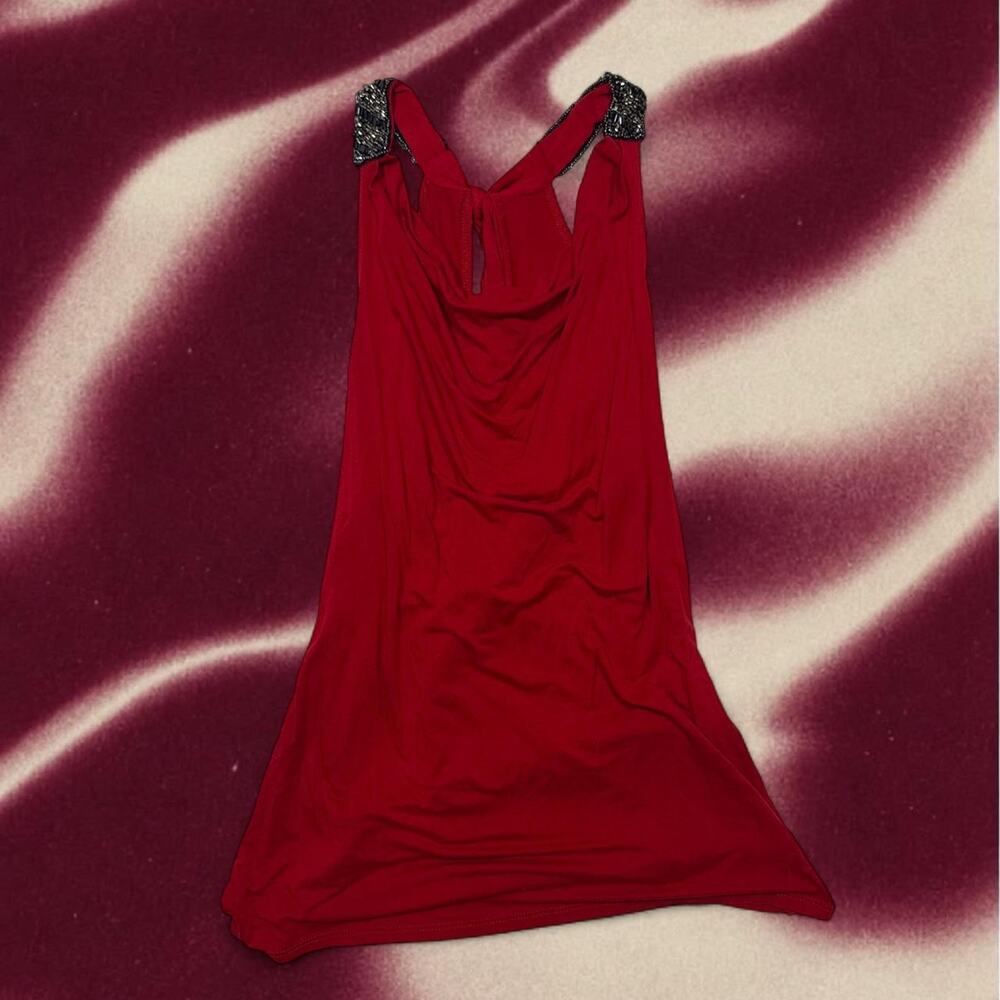 Vintage y2k red draped rhinestone